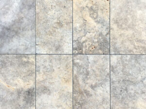 Honed Silver Natural Travertine Cross Cut Tiles. Code: MC38234