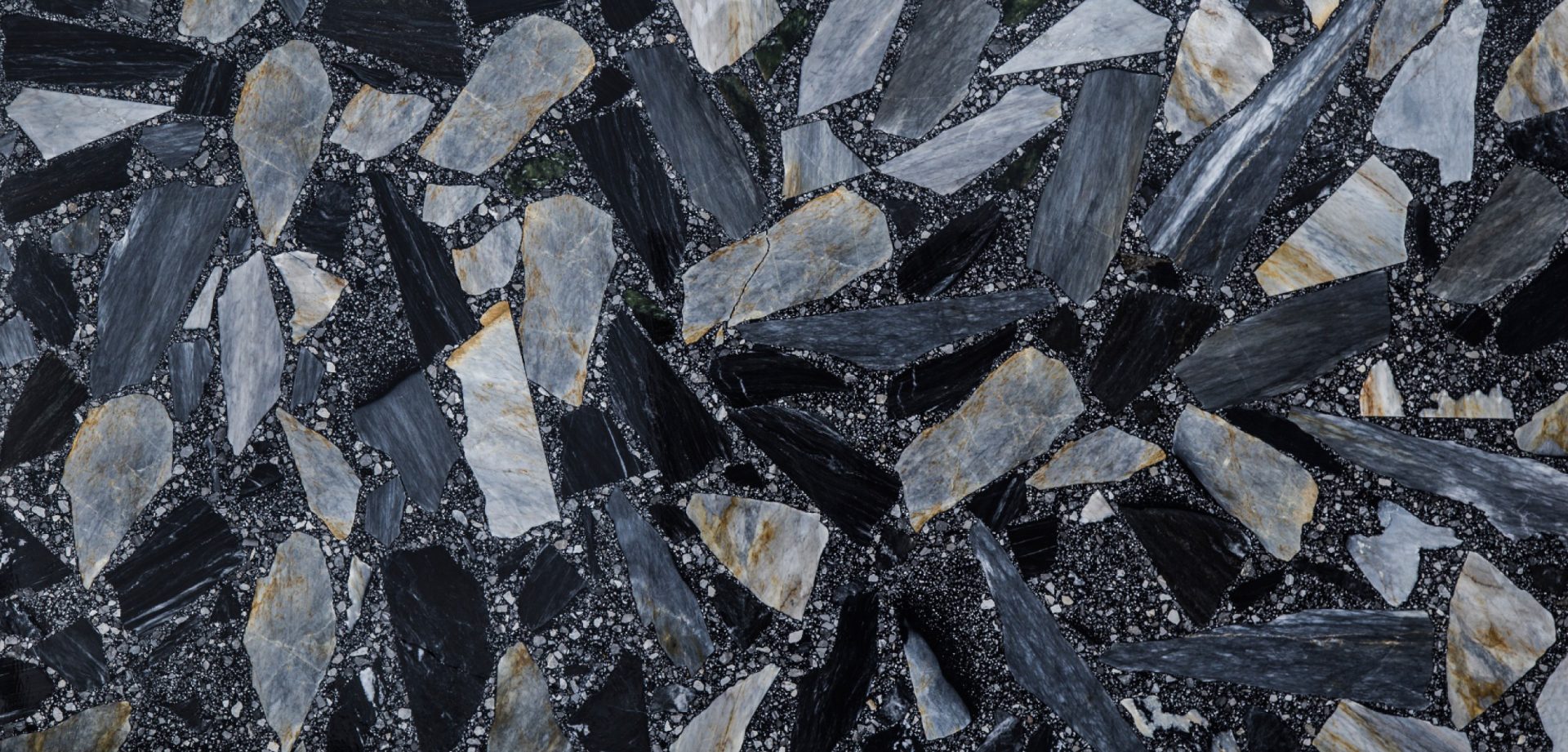 Honed Centera Black Terrazzo Stone. Code: MC38581