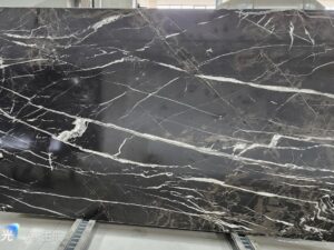 Polished Olevano Black Natural Marble Slab. Code: MS103145