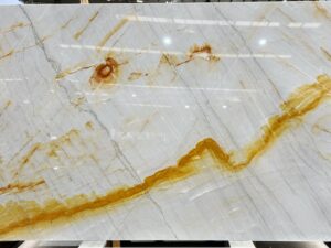 Polished Castuera White Natural Quartzite Slab. Code: MS103153