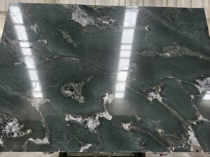 Polished Boveda Deep Green Natural Marble Slab. Code: MS103192