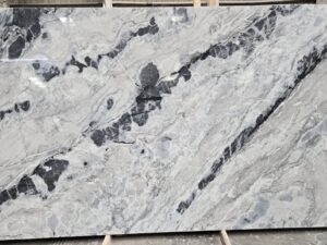 Polished Vicente Bianco Natural Quartzite Slab. Code: MS103204