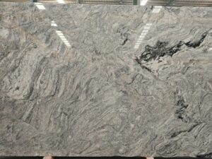 Polished Conde Grey Natural Granite Slab. Code: MS103305
