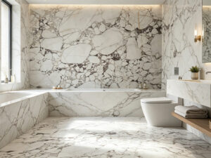 Polished Calacatta Monet Natural Marble Slab. Code: MS103139