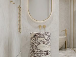 Honed Travesso Natural Marble Pedestal Basin. Code: MS103399