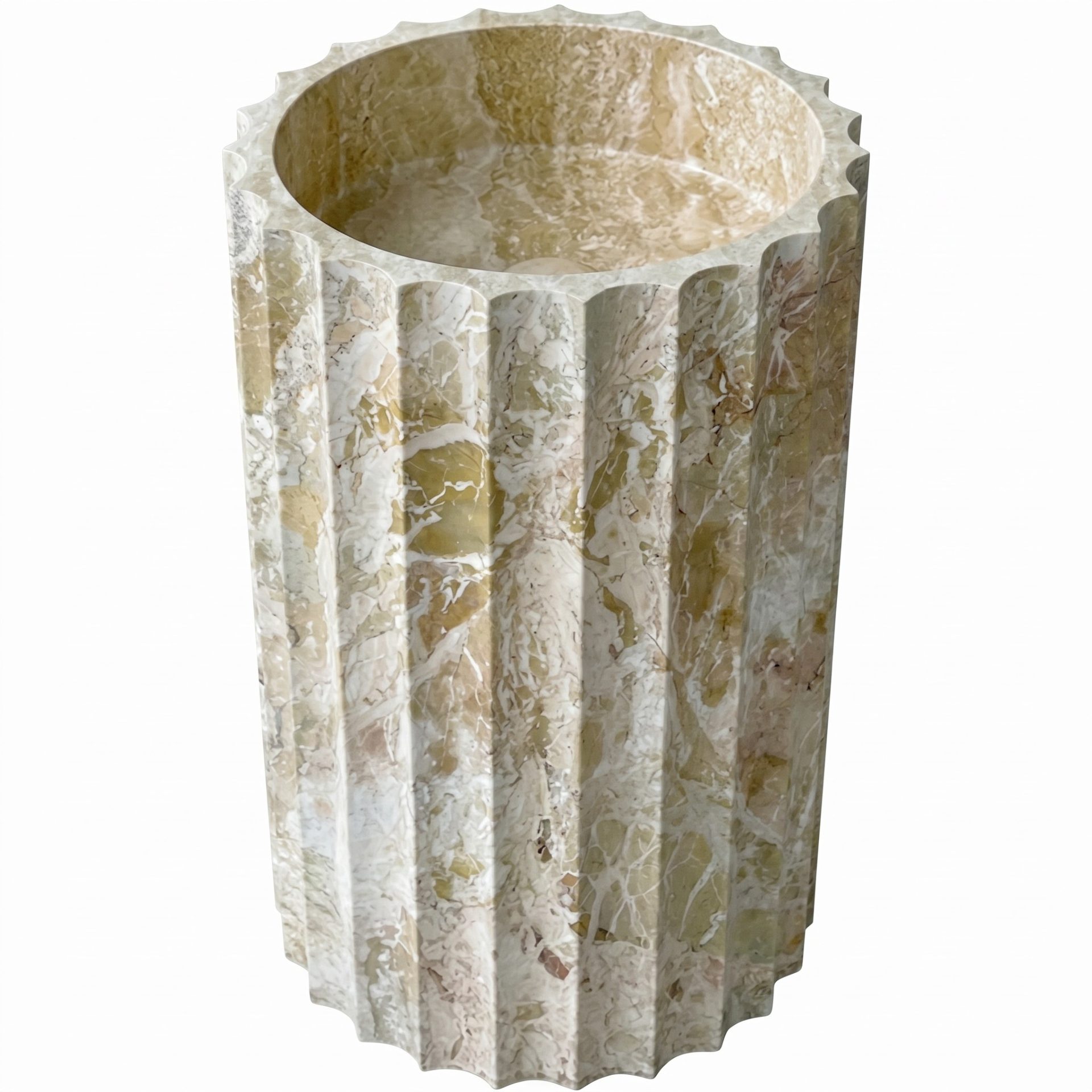 Honed Loureira Natural Marble Pedestal Basin. Code: MS103403 - Image 2