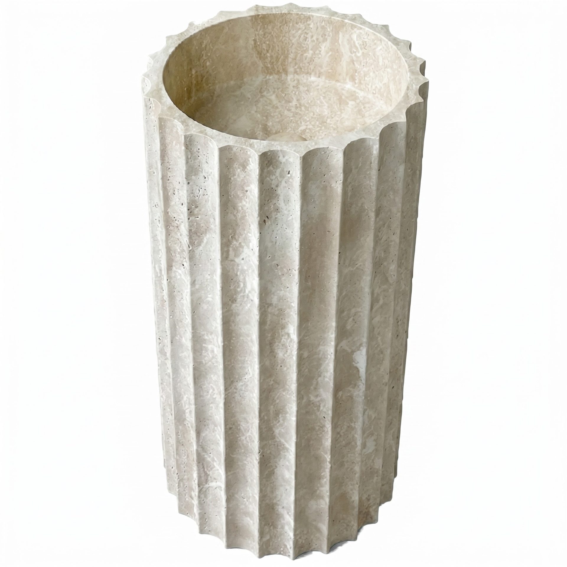 Honed Loureira Natural Marble Pedestal Basin. Code: MS103403 - Image 4