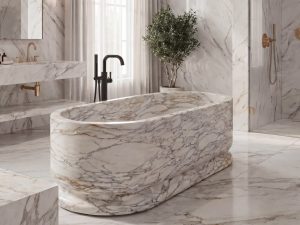Honed Ourem Natural marble Freestanding Baths. Code: MS103406