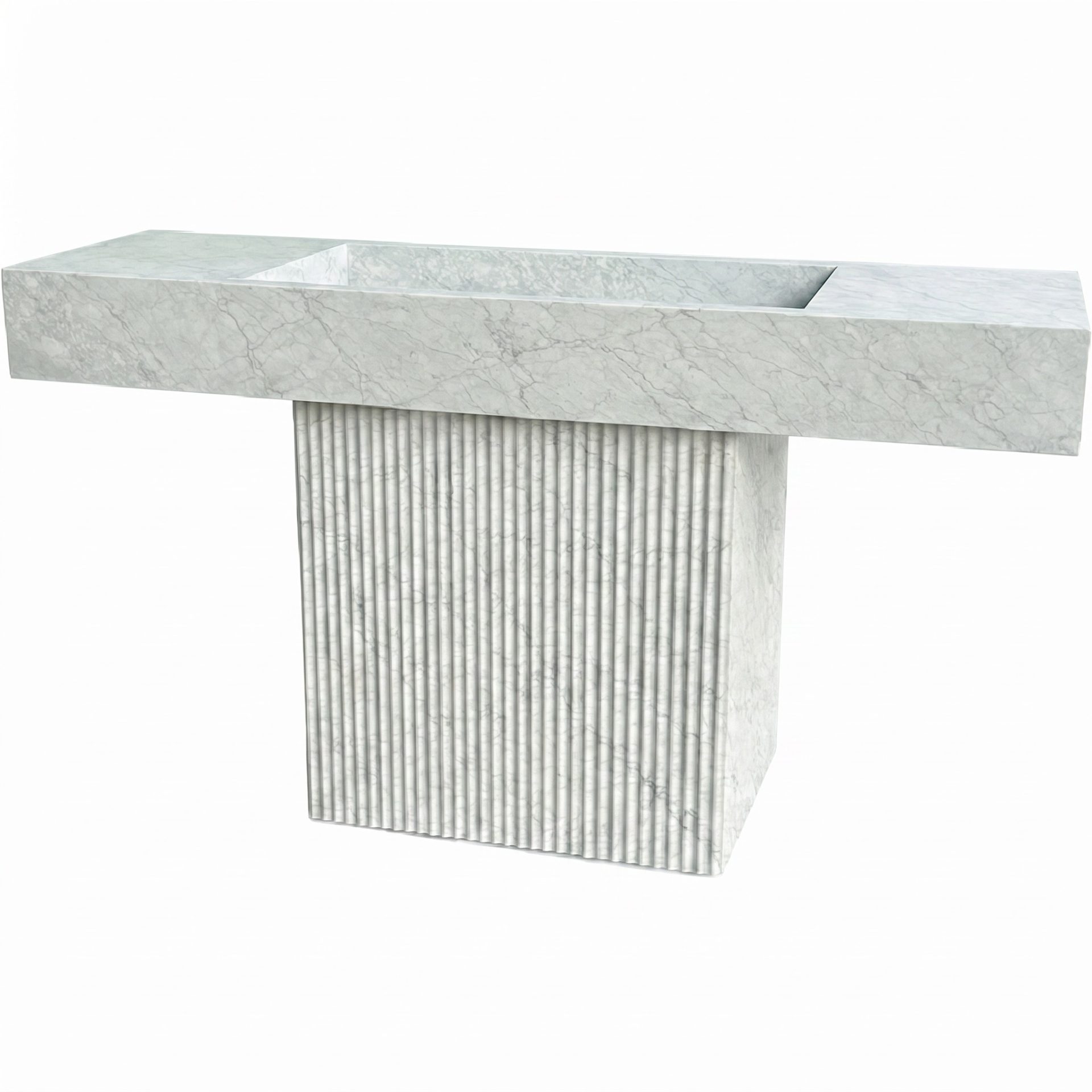 Honed Atouguia Natural Marble Integrated Vanity Basin. Code: MS103408 - Image 3