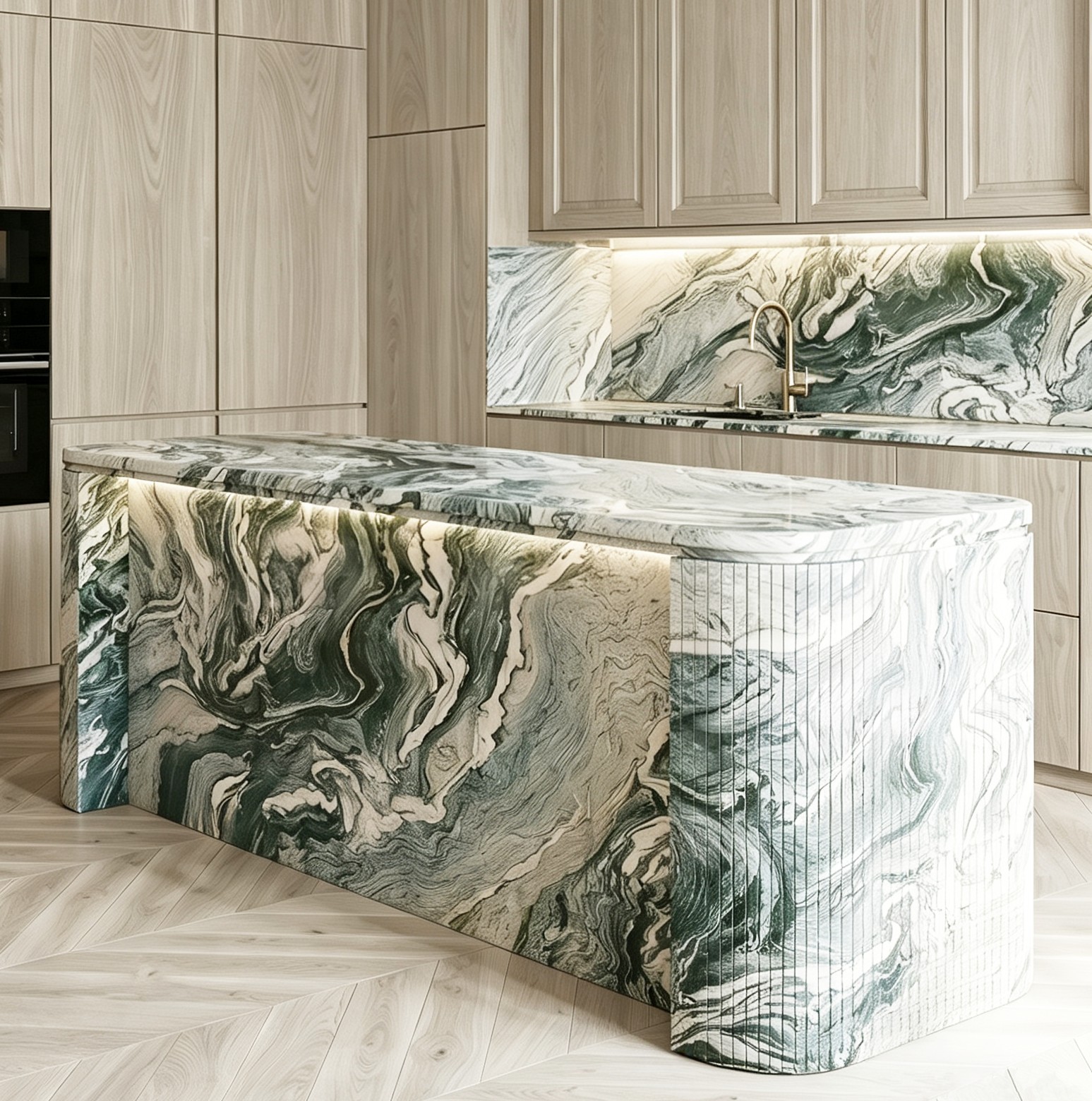Polished Lagoa Natural Marble Kitchen Designs. Code: MS103413 - Image 6