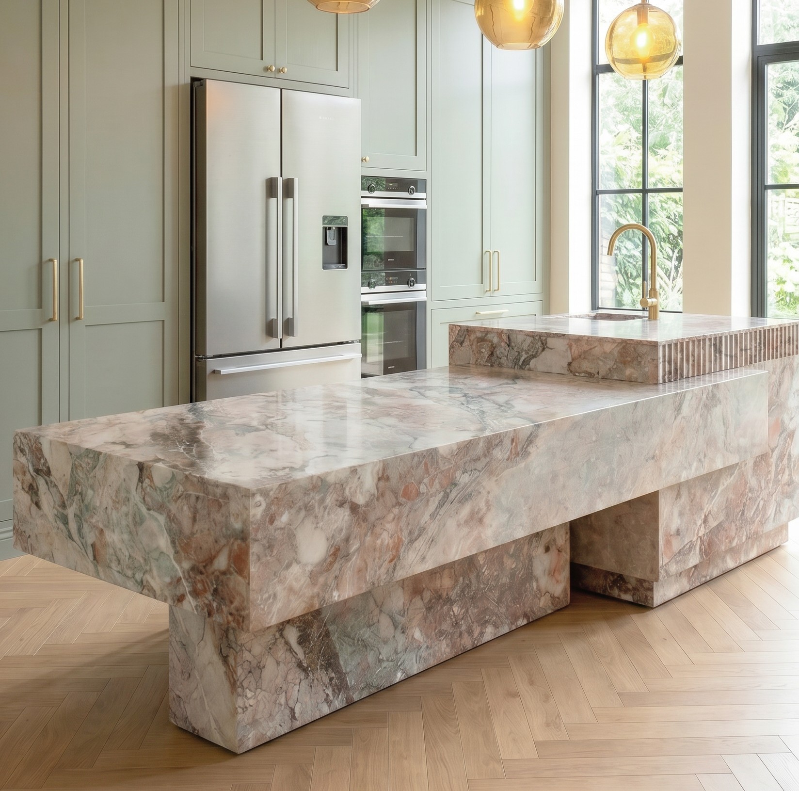 Polished Lagoa Natural Marble Kitchen Designs. Code: MS103413 - Image 9